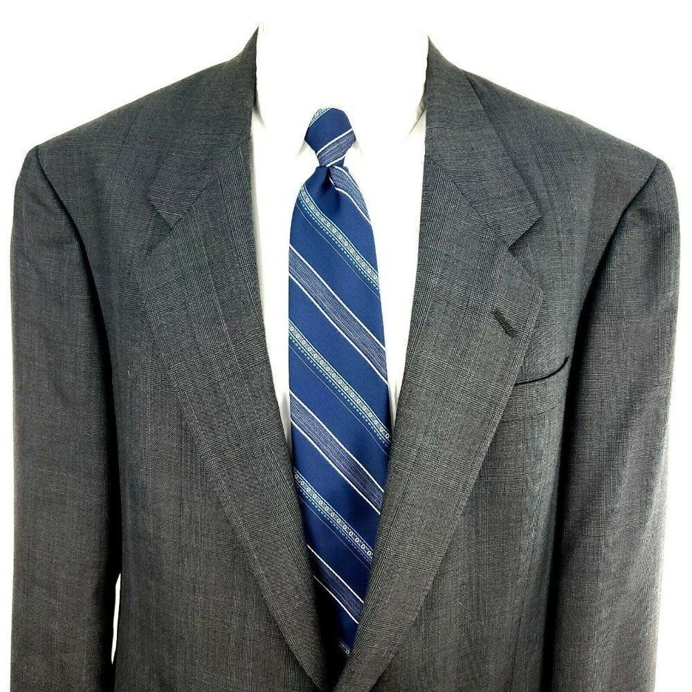 Hart Schaffner Marx 44L 2 Button‎ Glen Check Wool